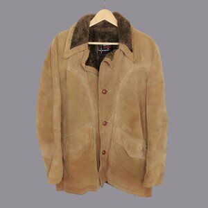 Vintage Tan Suede Western Coat Large Leather Heavy